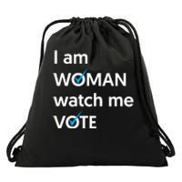 I Am Woman Watch Me Vote 2024 Blue Wave Vote Drawstring Bag