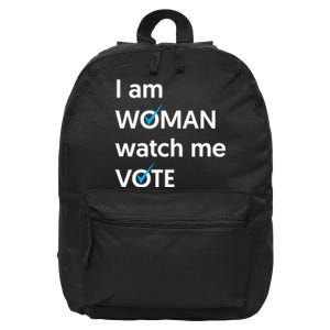 I Am Woman Watch Me Vote 2024 Blue Wave Vote 16 in Basic Backpack