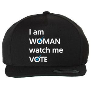 I Am Woman Watch Me Vote 2024 Blue Wave Vote Wool Snapback Cap