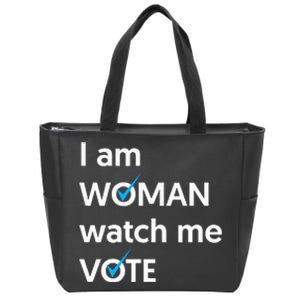 I Am Woman Watch Me Vote 2024 Blue Wave Vote Zip Tote Bag