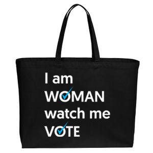 I Am Woman Watch Me Vote 2024 Blue Wave Vote Cotton Canvas Jumbo Tote