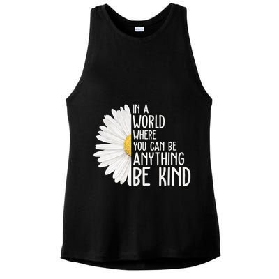 In A World Where You Can Be Anything Be Kind Sunflower Anti Bullying Ladies PosiCharge Tri-Blend Wicking Tank