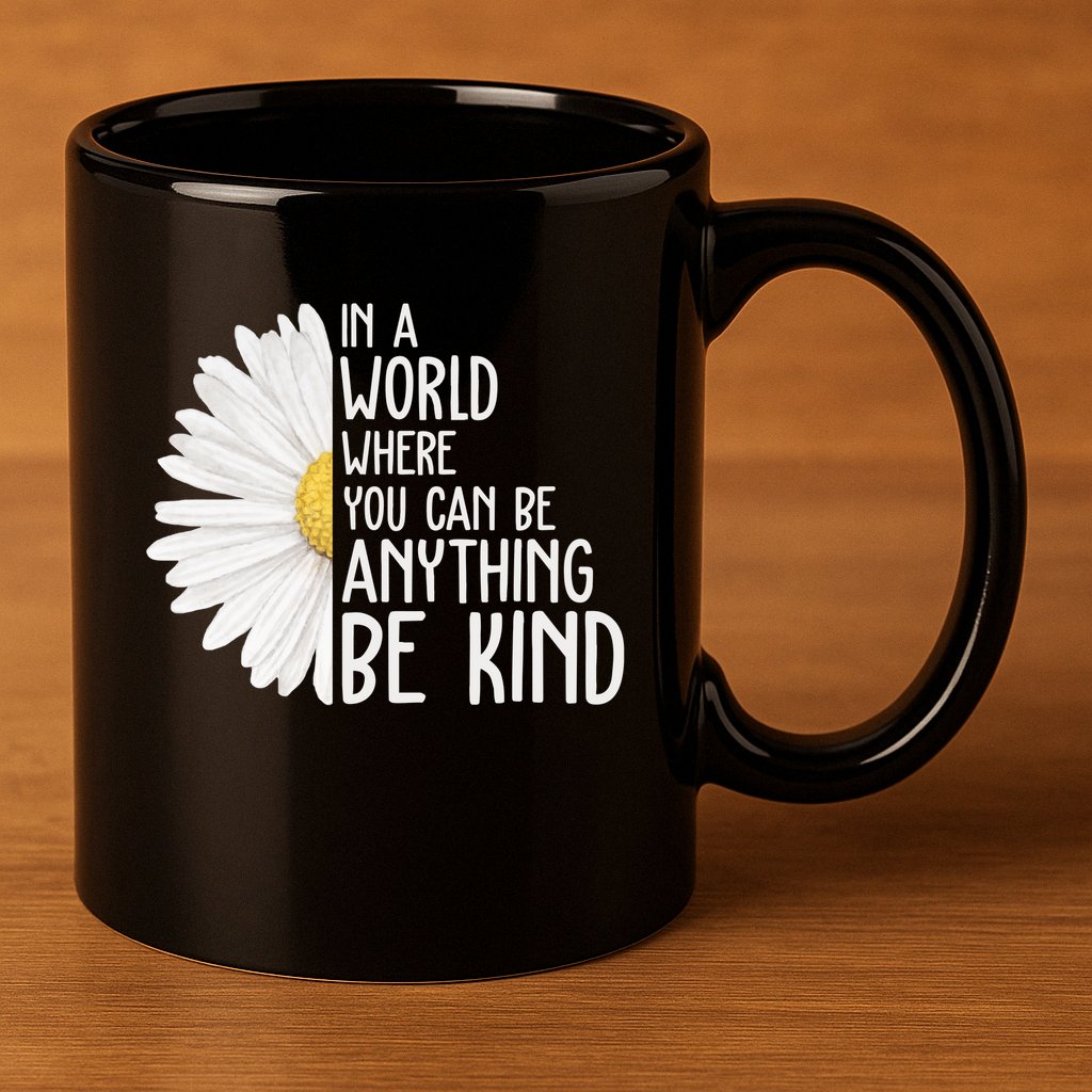 In A World Where You Can Be Anything Be Kind Sunflower Anti Bullying 11oz C Handle Ceramic Mug
