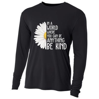 In A World Where You Can Be Anything Be Kind Sunflower Anti Bullying Cooling Performance Long Sleeve Crew