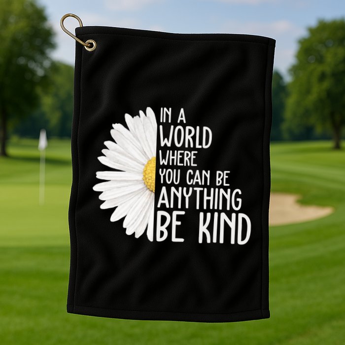 In A World Where You Can Be Anything Be Kind Sunflower Anti Bullying Golf Towel
