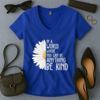 In A World Where You Can Be Anything Be Kind Sunflower Anti Bullying Women's V-Neck T-Shirt