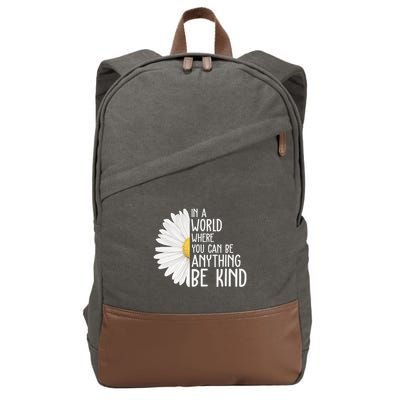 In A World Where You Can Be Anything Be Kind Sunflower Anti Bullying Cotton Canvas Backpack