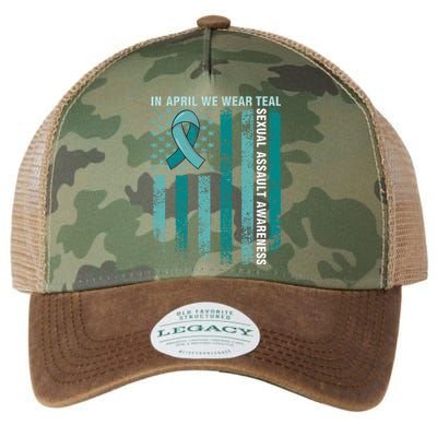 In April We Wear Teal Sexual Assault Awareness Legacy Tie Dye Trucker Hat