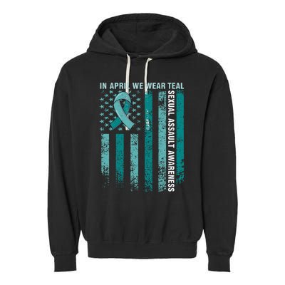 In April We Wear Teal Sexual Assault Awareness Garment-Dyed Fleece Hoodie