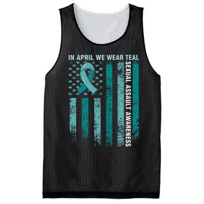 In April We Wear Teal Sexual Assault Awareness Mesh Reversible Basketball Jersey Tank