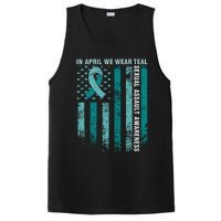 In April We Wear Teal Sexual Assault Awareness PosiCharge Competitor Tank