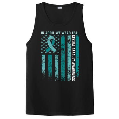 In April We Wear Teal Sexual Assault Awareness PosiCharge Competitor Tank