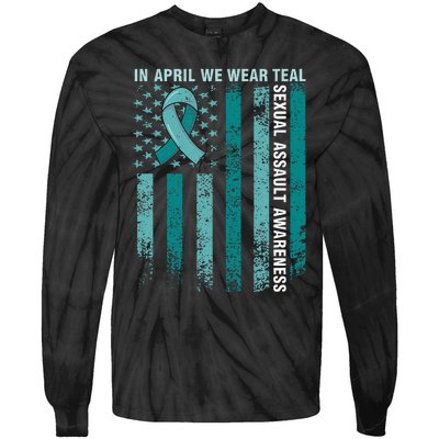 In April We Wear Teal Sexual Assault Awareness Tie-Dye Long Sleeve Shirt