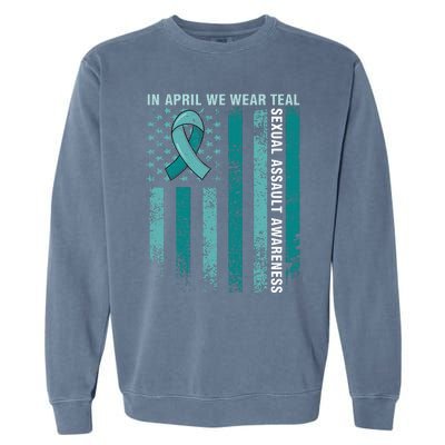 In April We Wear Teal Sexual Assault Awareness Garment-Dyed Sweatshirt