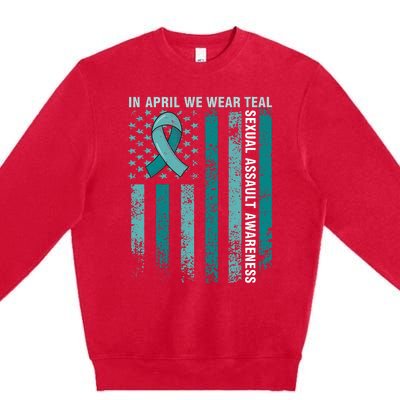 In April We Wear Teal Sexual Assault Awareness Premium Crewneck Sweatshirt