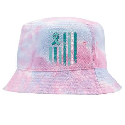 In April We Wear Teal Sexual Assault Awareness Tie-Dyed Bucket Hat