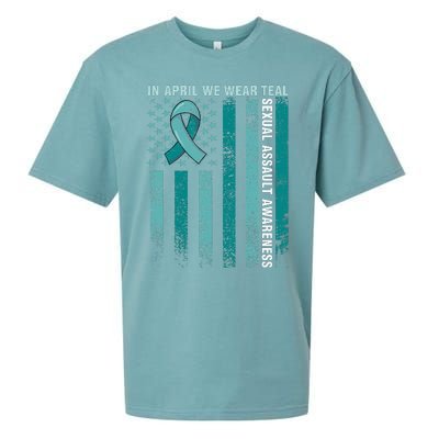 In April We Wear Teal Sexual Assault Awareness Sueded Cloud Jersey T-Shirt