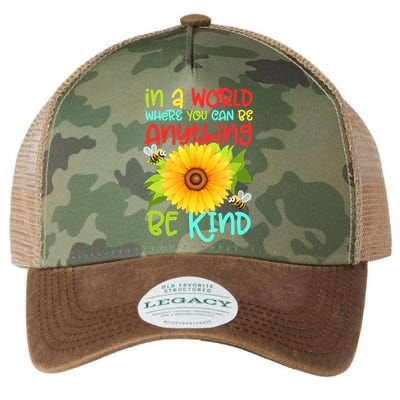 In A World Where You Can Be Anything Be Kind Sunflower Kindness Legacy Tie Dye Trucker Hat