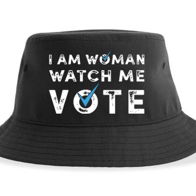 I Am Woman Watch Me Vote Vintage Sustainable Bucket Hat