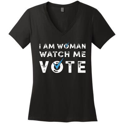 I Am Woman Watch Me Vote Vintage Women's V-Neck T-Shirt