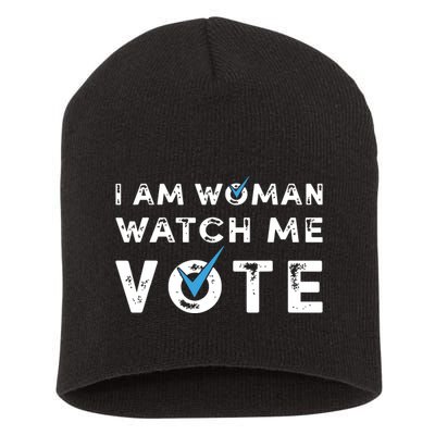 I Am Woman Watch Me Vote Vintage Short Acrylic Beanie