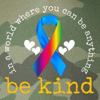 In A World Where You Can Be Anything Be Kind Autism Awareness Ribbon Legacy Tie Dye Trucker Hat