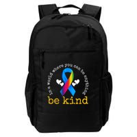 In A World Where You Can Be Anything Be Kind Autism Awareness Ribbon Backpack