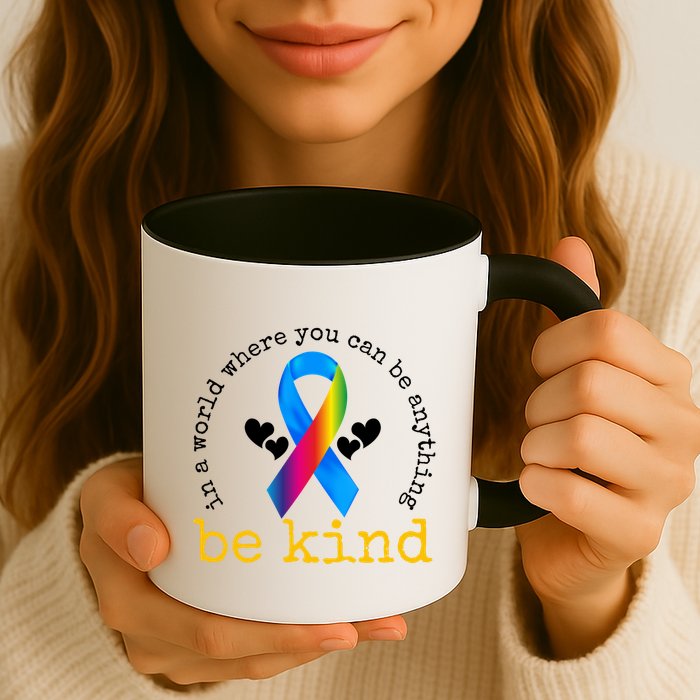 In A World Where You Can Be Anything Be Kind Autism Awareness Ribbon Mug