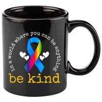 In A World Where You Can Be Anything Be Kind Autism Awareness Ribbon 11oz C Handle Ceramic Mug