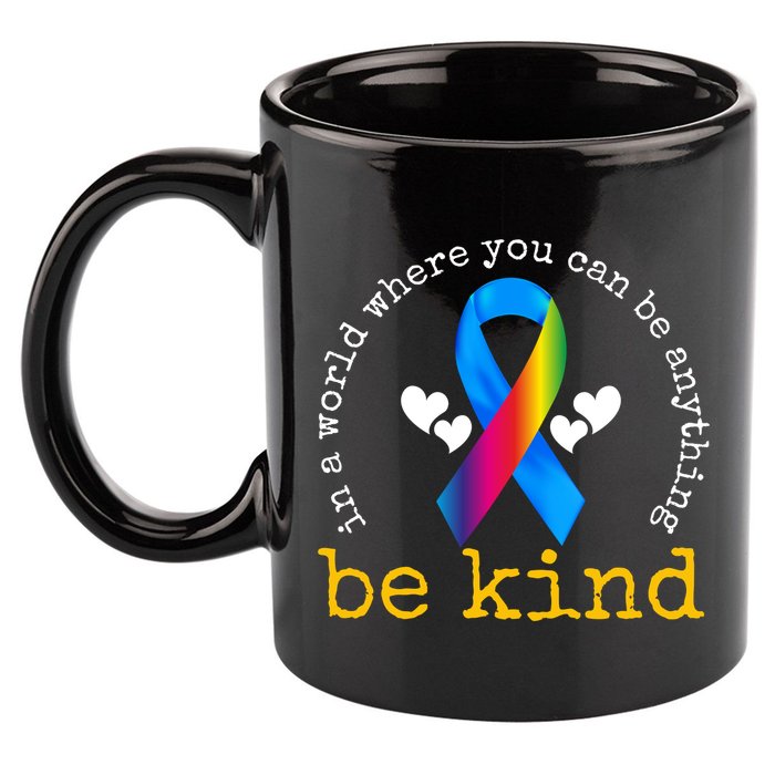 In A World Where You Can Be Anything Be Kind Autism Awareness Ribbon 11oz C Handle Ceramic Mug
