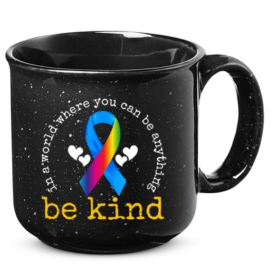 In A World Where You Can Be Anything Be Kind Autism Awareness Ribbon 15oz Campfire Ceramic Mug