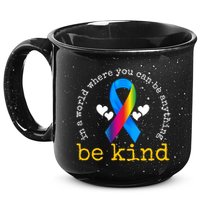 In A World Where You Can Be Anything Be Kind Autism Awareness Ribbon 15oz Campfire Ceramic Mug