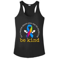 In A World Where You Can Be Anything Be Kind Autism Awareness Ribbon Ladies PosiCharge Competitor Racerback Tank