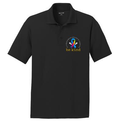 In A World Where You Can Be Anything Be Kind Autism Awareness Ribbon PosiCharge RacerMesh Polo