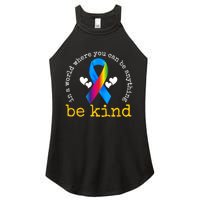 In A World Where You Can Be Anything Be Kind Autism Awareness Ribbon Women's Perfect Tri Rocker Tank