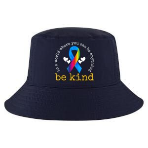 In A World Where You Can Be Anything Be Kind Autism Awareness Ribbon Cool Comfort Performance Bucket Hat