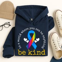 In A World Where You Can Be Anything Be Kind Autism Awareness Ribbon Hoodie
