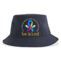 In A World Where You Can Be Anything Be Kind Autism Awareness Ribbon Sustainable Bucket Hat