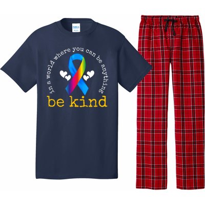 In A World Where You Can Be Anything Be Kind Autism Awareness Ribbon Pajama Set