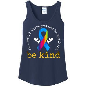 In A World Where You Can Be Anything Be Kind Autism Awareness Ribbon Ladies Essential Tank