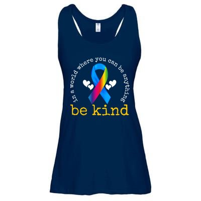 In A World Where You Can Be Anything Be Kind Autism Awareness Ribbon Ladies Essential Flowy Tank