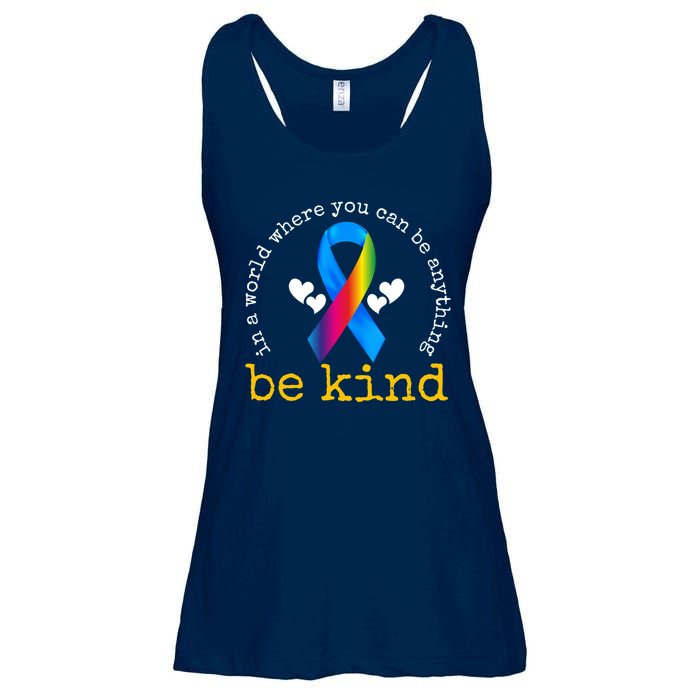 In A World Where You Can Be Anything Be Kind Autism Awareness Ribbon Ladies Essential Flowy Tank