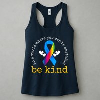 In A World Where You Can Be Anything Be Kind Autism Awareness Ribbon Womens Tank Top