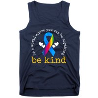 In A World Where You Can Be Anything Be Kind Autism Awareness Ribbon Tank Top