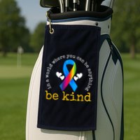 In A World Where You Can Be Anything Be Kind Autism Awareness Ribbon Golf Towel