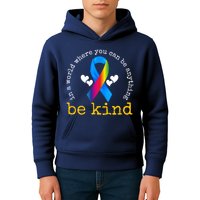 In A World Where You Can Be Anything Be Kind Autism Awareness Ribbon Kids Hoodie