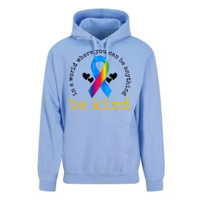 In A World Where You Can Be Anything Be Kind Autism Awareness Ribbon Unisex Surf Hoodie