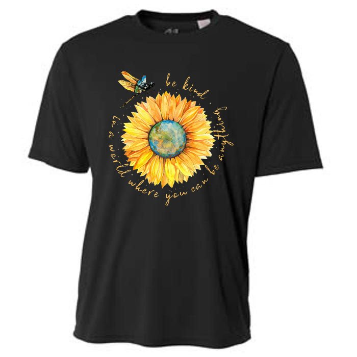 In A World Where You Can Be Anything Be Kind Sunflower Cooling Performance Crew T-Shirt