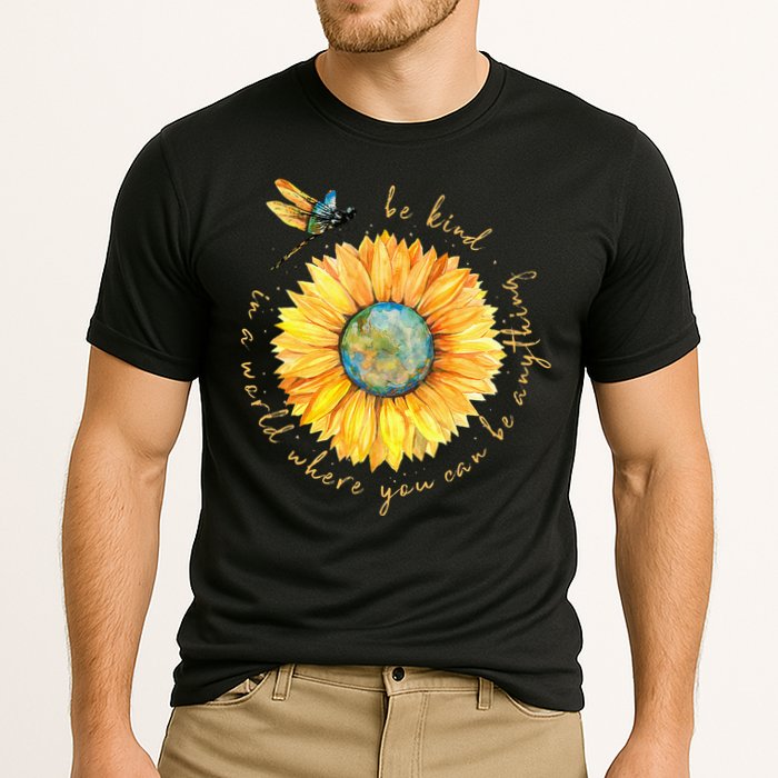 In A World Where You Can Be Anything Be Kind Sunflower Performance Shirt