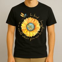 In A World Where You Can Be Anything Be Kind Sunflower T-Shirt